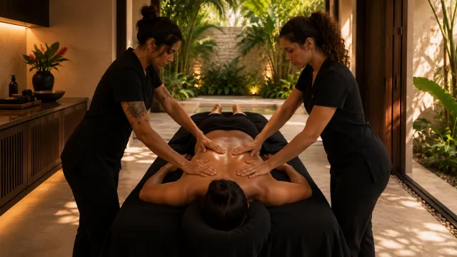 Ohara Spa four-hand massage: two therapists working in synchrony on one person
